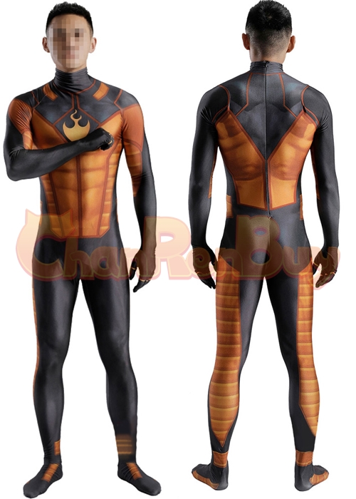 Fantastic Four Cosplay Human Torch Bodysuit for Adult Kid