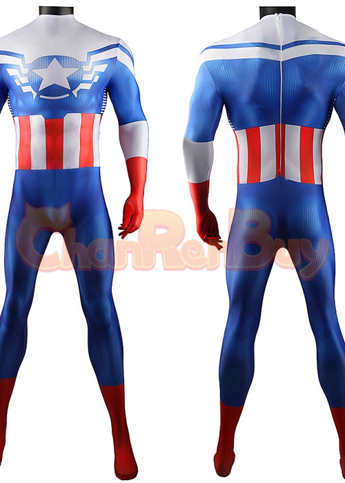 Captain America Sam Wilson Costume Cosplay Bodysuit for Adult Kid