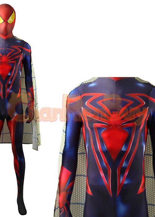 Spider-Man Unlimited Spiderman Costume Cosplay Bodysuit with Cloak Bulture Version for Adult Kid