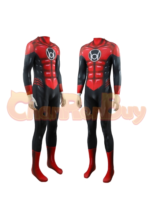 Green Lantern Red Lantern Corps Costume Cosplay Bodysuit for Adult Kid