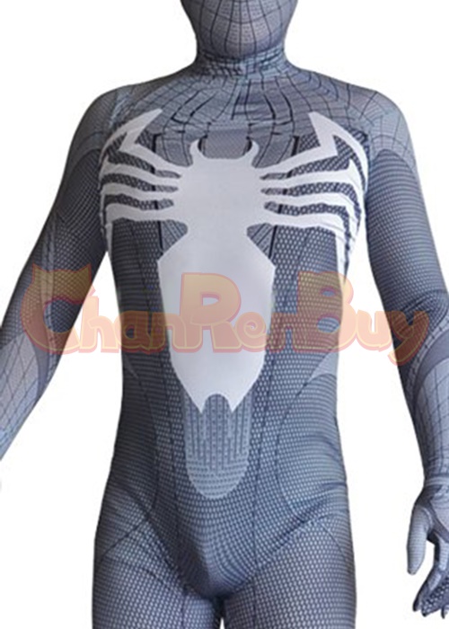 Venom Symbitote Spiderman Costume Cosplay Bodysuit Gray Ver for Adult Kid