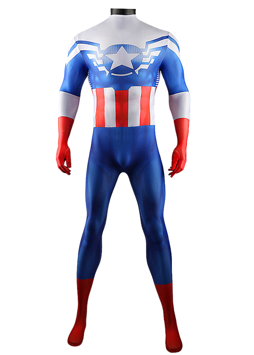 Captain America Sam Wilson Costume Cosplay Bodysuit for Adult Kid