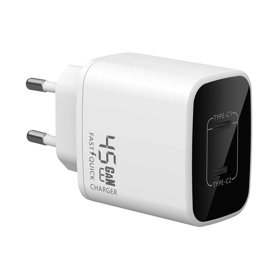 PD 45W Gan 2*USB-C Charger (White)