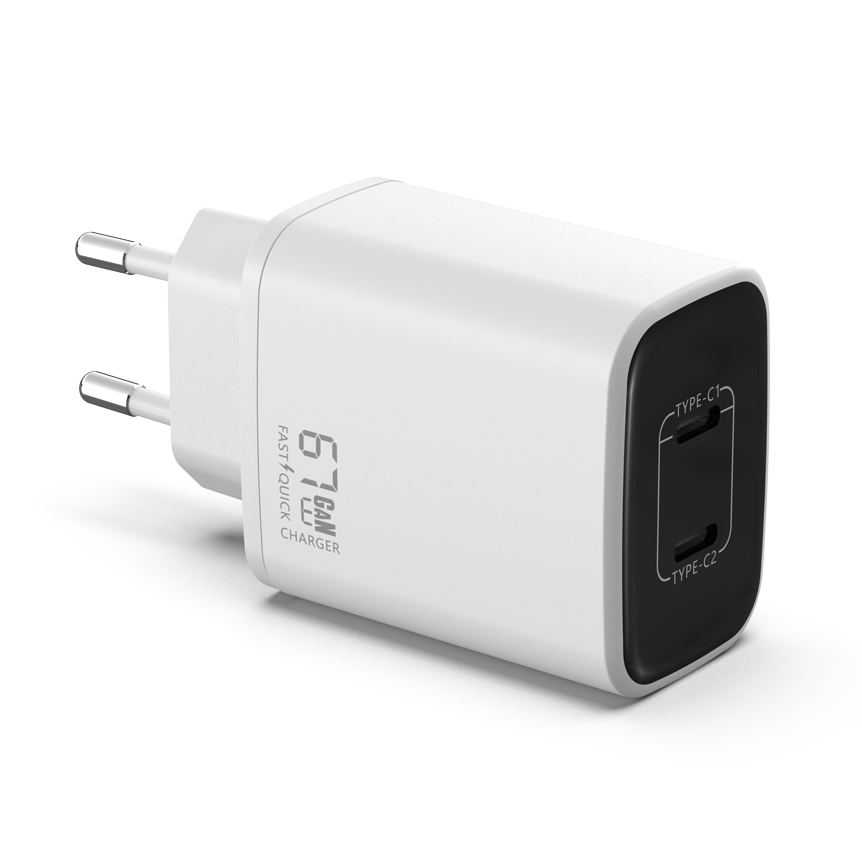 GaN PD 67W 2*USB-C Charger---Europe Standard