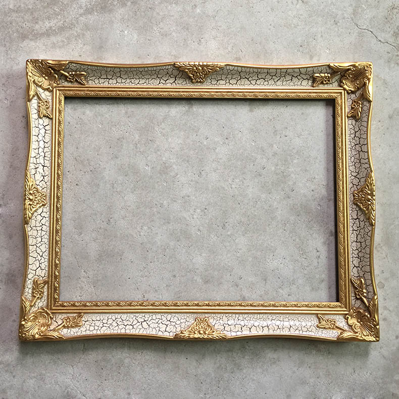 FM-33261 Gold Mix White Rectangle Frame in Cracked Style Width-7cm