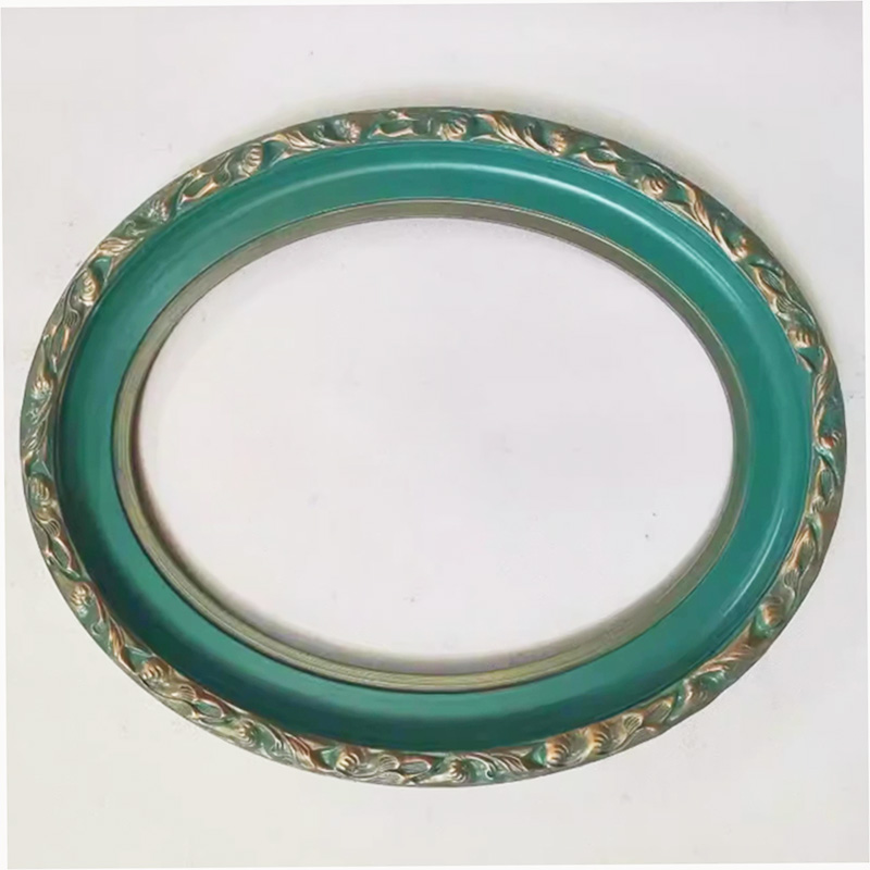 FM-11371 Gold Mix Green Oval Frame in Embossed Style Width-6cm