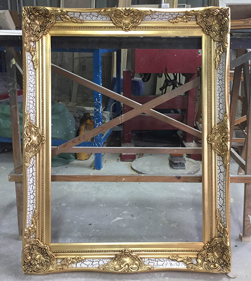 FM-39141 Gold Mix White Rectangle Frame in Embossed Style Width-10cm