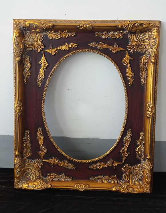 FM-12411 Gold Mix Brown Oval-in-Rectangle Frame in Embossed Style Width-9.5cm