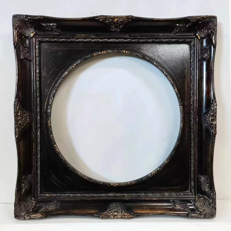 FM-16291 Brown Oval-in-Rectangle Frame in Embossed Style Width-9cm