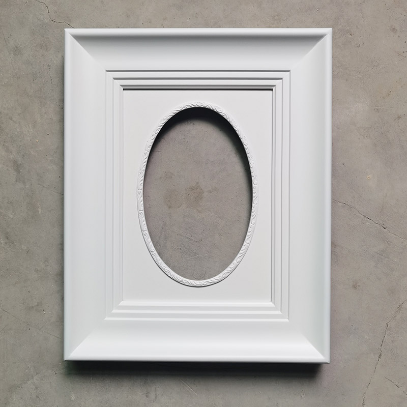FM-24561 White Oval-in-Rectangle Frame in Simple Style Width-11cm