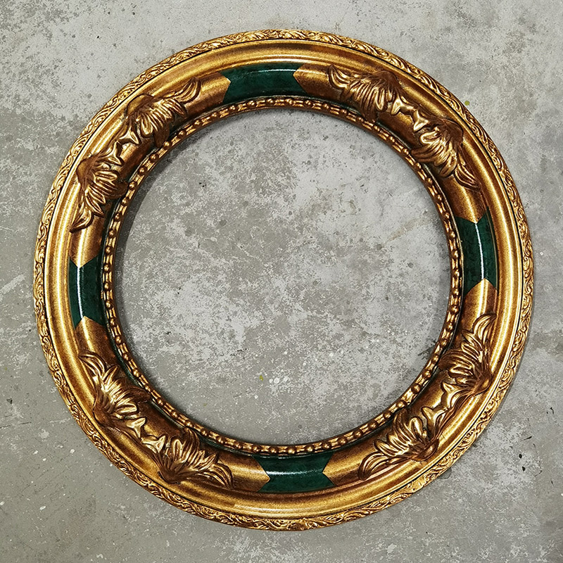 FM-03771 Gold Mix Green Oval Frame in Embossed Style Width-7cm