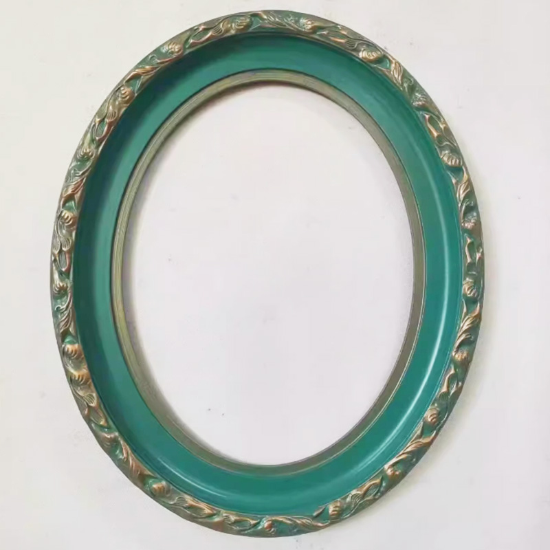 FM-11371 Gold Mix Green Oval Frame in Embossed Style Width-6cm