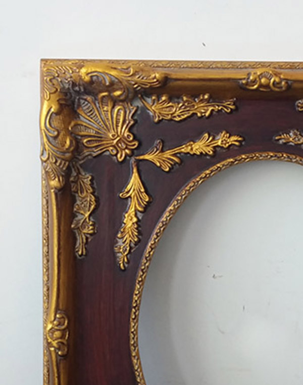 FM-12411 Gold Mix Brown Oval-in-Rectangle Frame in Embossed Style Width-9.5cm