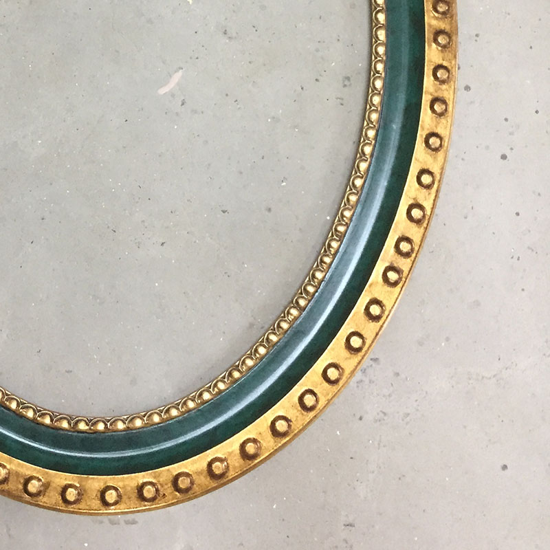 FM-33801 Gold Mix Green Oval Frame in Simple Style Width-9cm