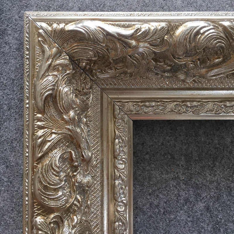 FM-35661 Champagne Silver Rectangle Frame in Embossed Style Width-9.2cm