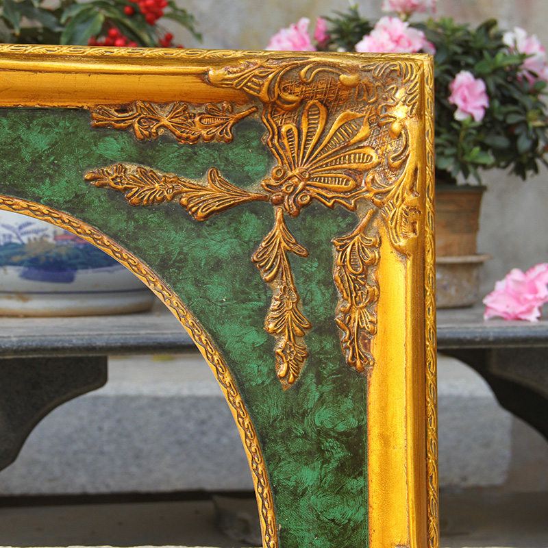 FM-02651 Gold Mix Green Oval-in-Rectangle Frame in Embossed Style Width-9.5cm