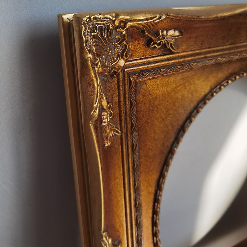 FM-15931 Gold Oval-in-Rectangle Frame in Embossed Style Width-9cm