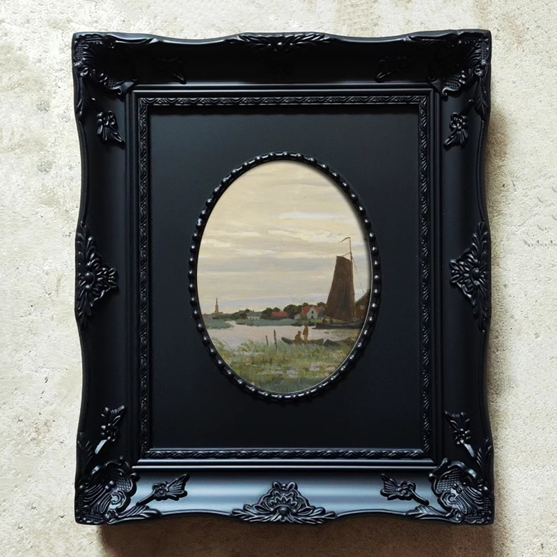 FM-28501 Black Oval-in-Rectangle Frame in Simple Style Width-9cm