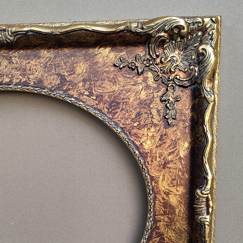 FM-09931 Gold Oval-in-Rectangle Frame in Embossed Style Width-11cm