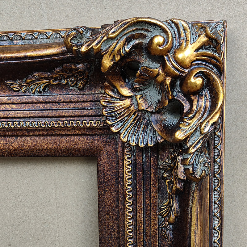 FM-11431 Gold Mix Brown Rectangle Frame in Cracked Style Width-13cm