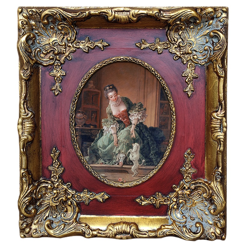 FM-04381 God Mix Red Oval-in-Rectangle Frame in Embossed Style Width-11cm