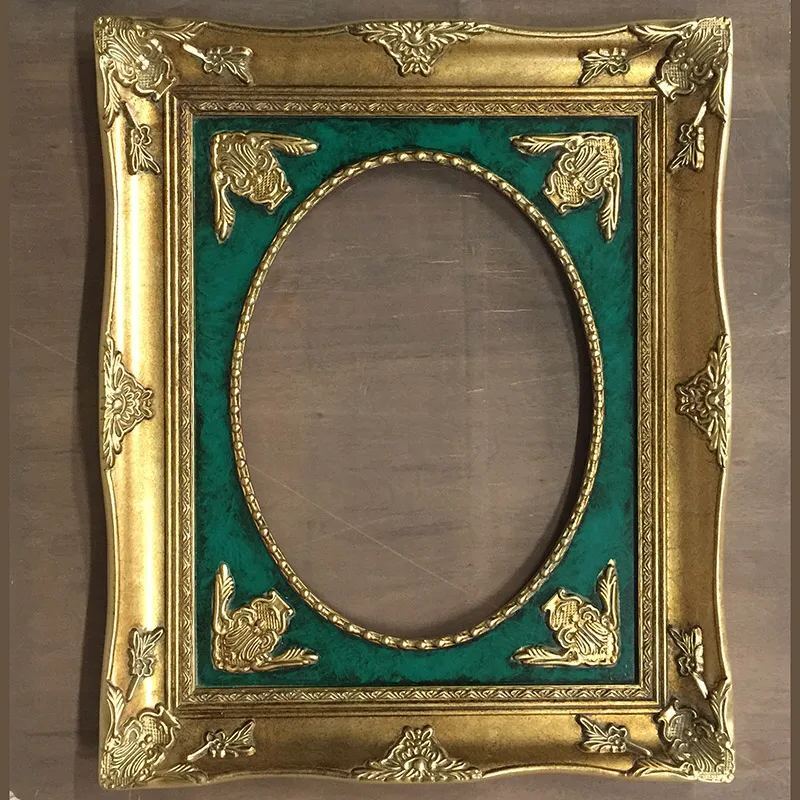 FM-08821 Gold Mix Green Oval-in-Rectangle Frame in Simple Style Width-9cm