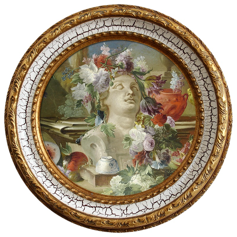 FM-10461 Gold Mix White Oval Frame in Cracked Style Width-7cm