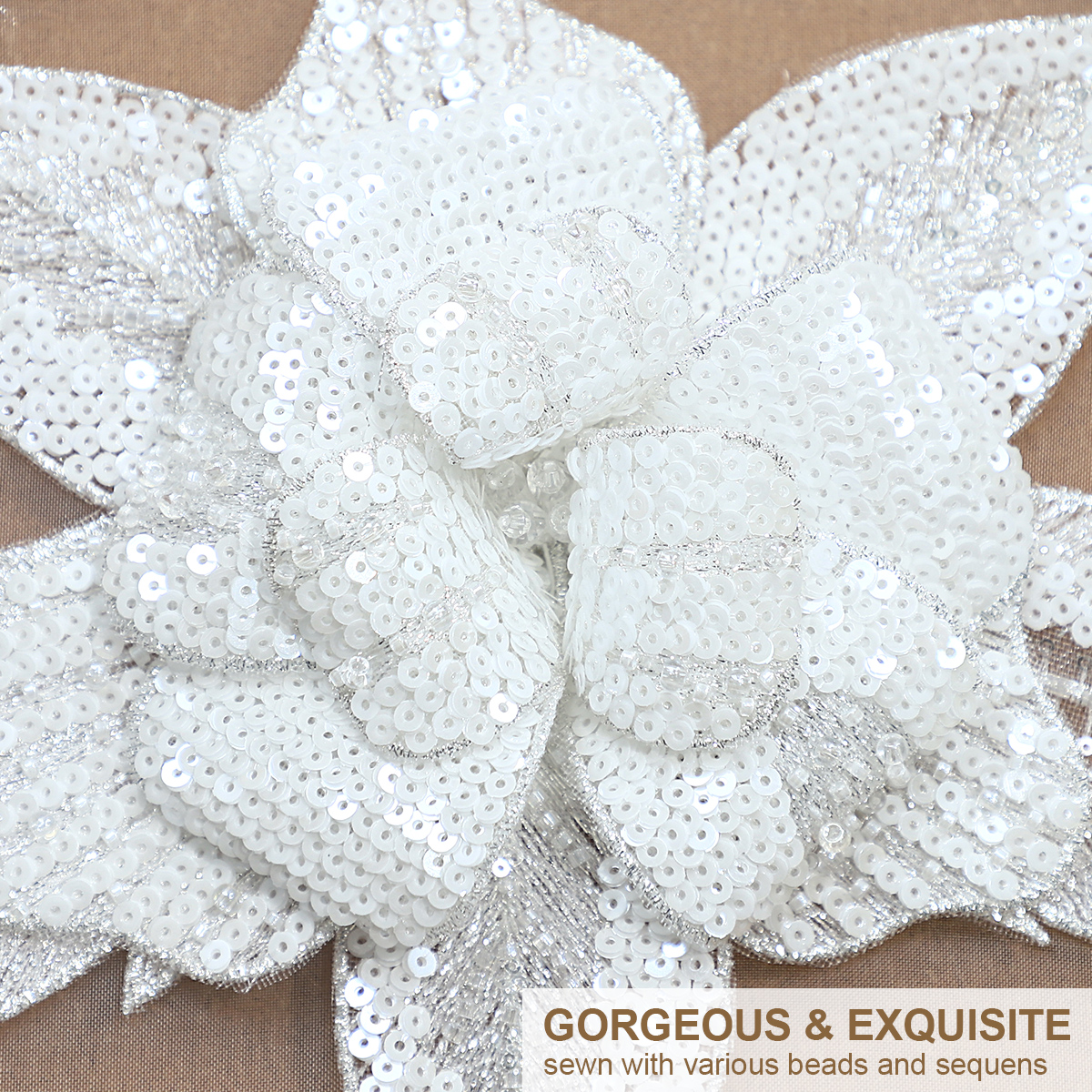 Yanzi 3d flower rhinestone sequin applique (YZDH023）