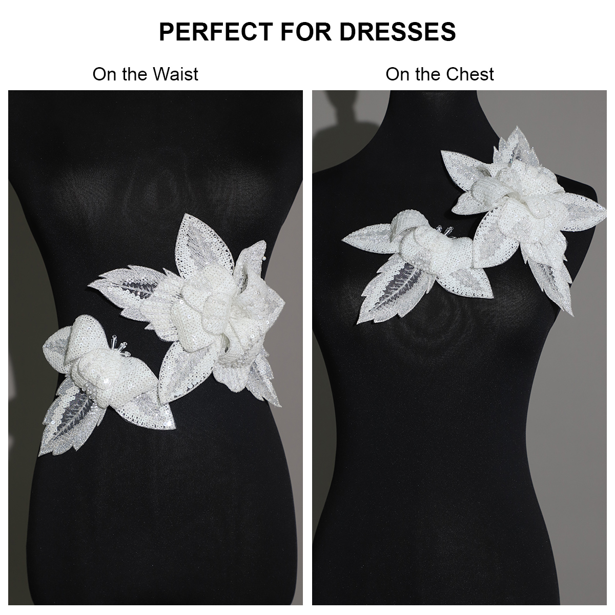 Yanzi 3d flower rhinestone sequin applique (YZDH023）