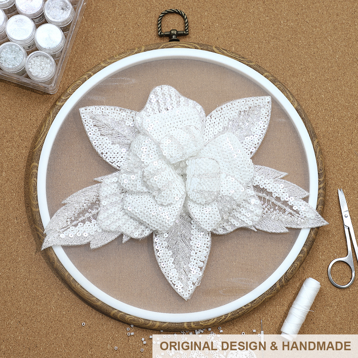 Yanzi 3d flower rhinestone sequin applique (YZDH023）