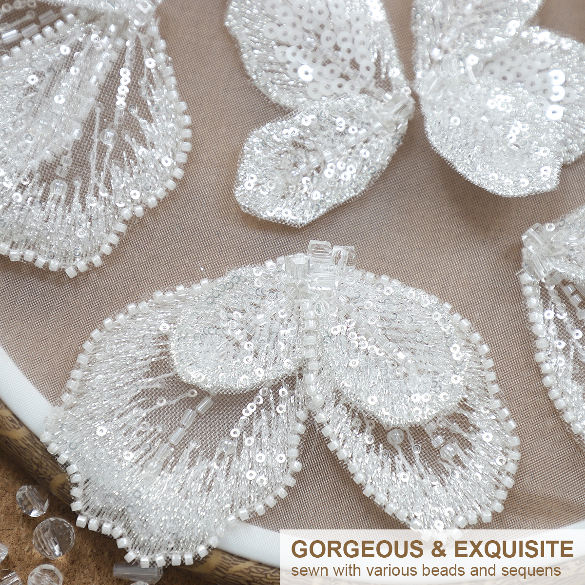 Yanzi 7pcs handmade beaded bodice applique (YZDH021）