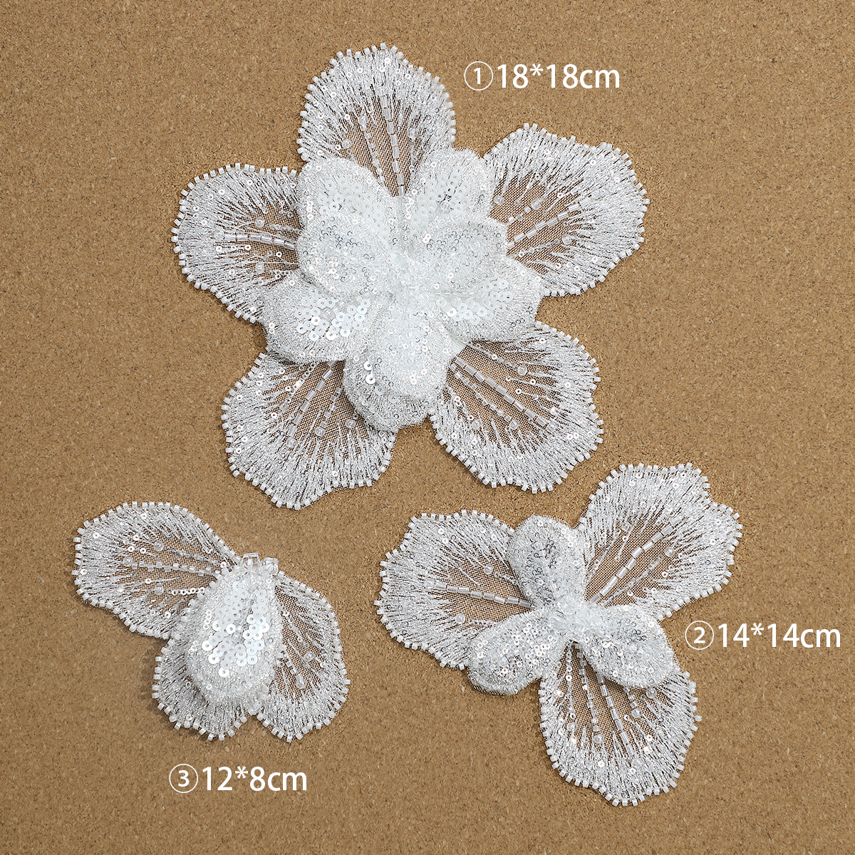 Yanzi Handmade 3d Flower Sequin Beads Applique for Dress Clothing Accessories (YZDH020）