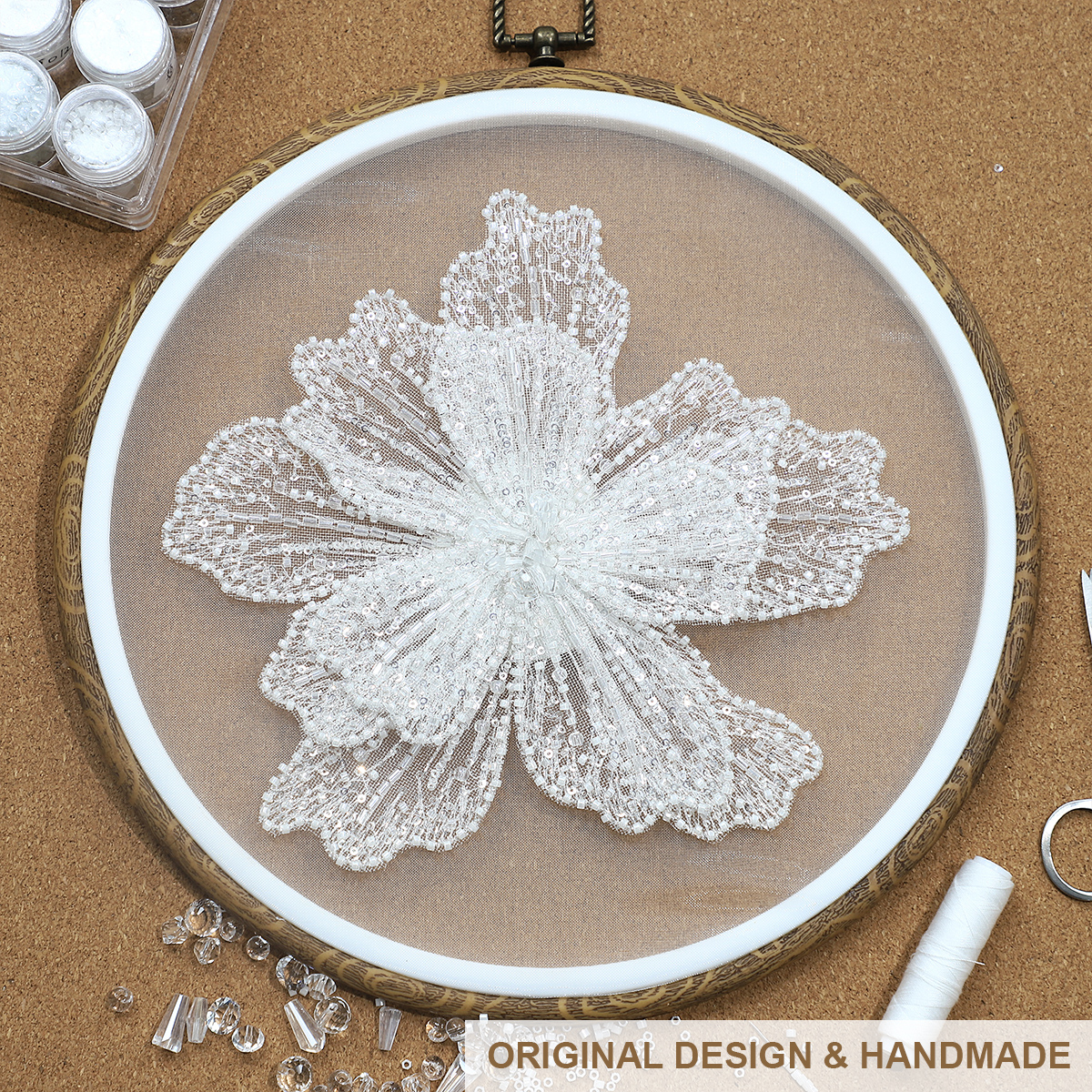 Yanzi Handmade 3d Flower Sequin Beads Applique for Dress Clothing Accessories (YZDH024）