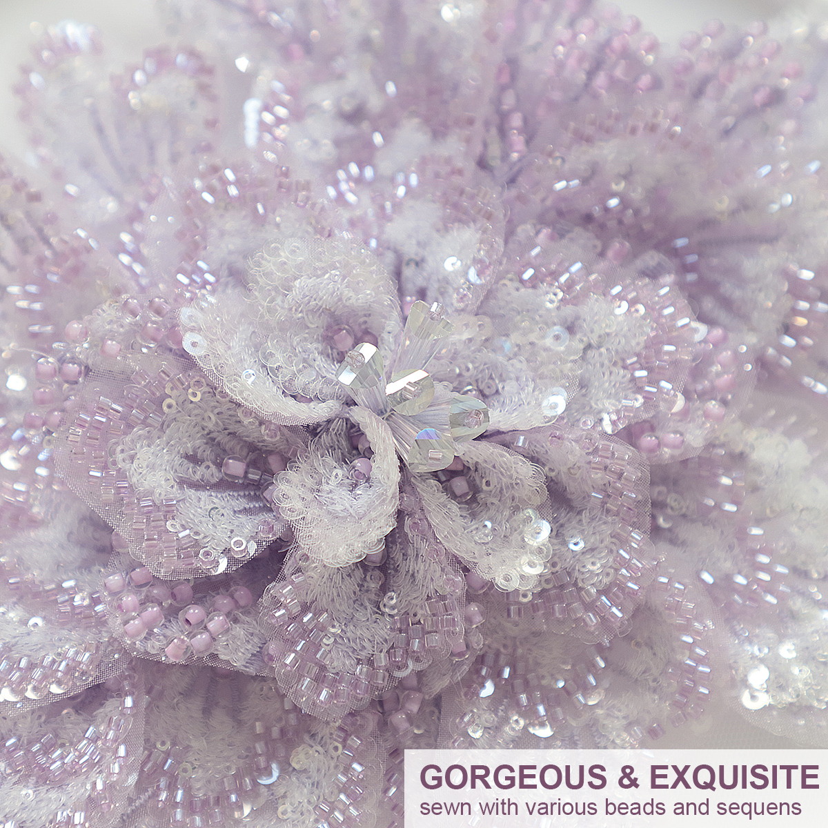 Yanzi Handmade 3d Flower Sequin Beads Applique for Dress Clothing Accessories (YZLQ003）