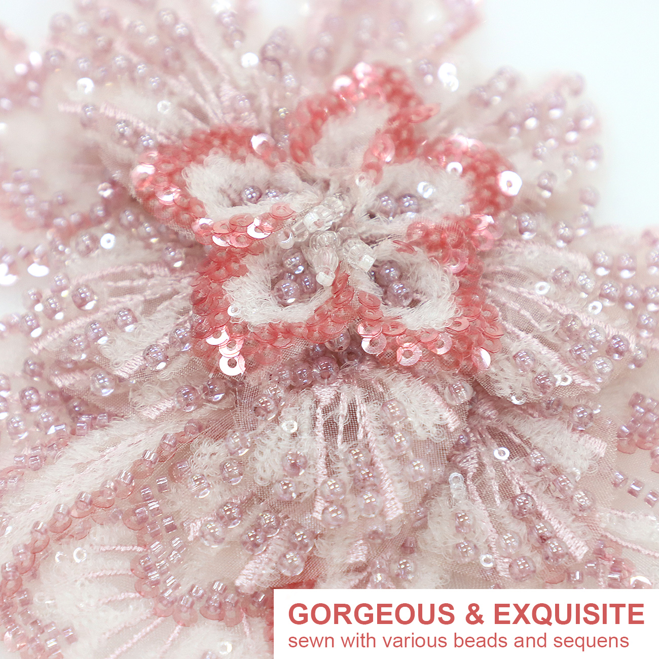 Yanzi Handmade 3d Flower Sequin Beads Applique for Dress Clothing Accessories (YZLQ004-2）