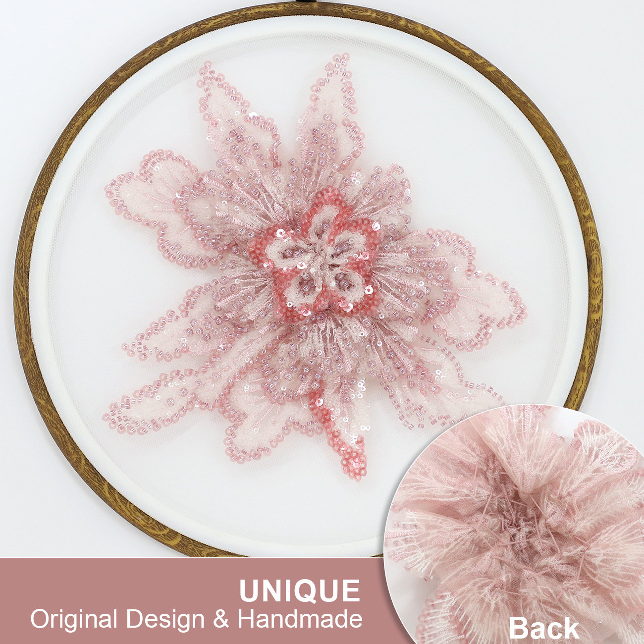 Yanzi Handmade 3d Flower Sequin Beads Applique for Dress Clothing Accessories (YZLQ004-2）