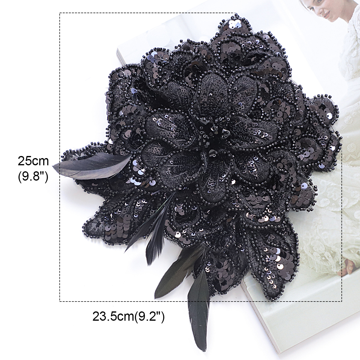 Yanzi Handmade 3d Flower Sequin Beads Applique for Dress Clothing Accessories (YZLQ007）