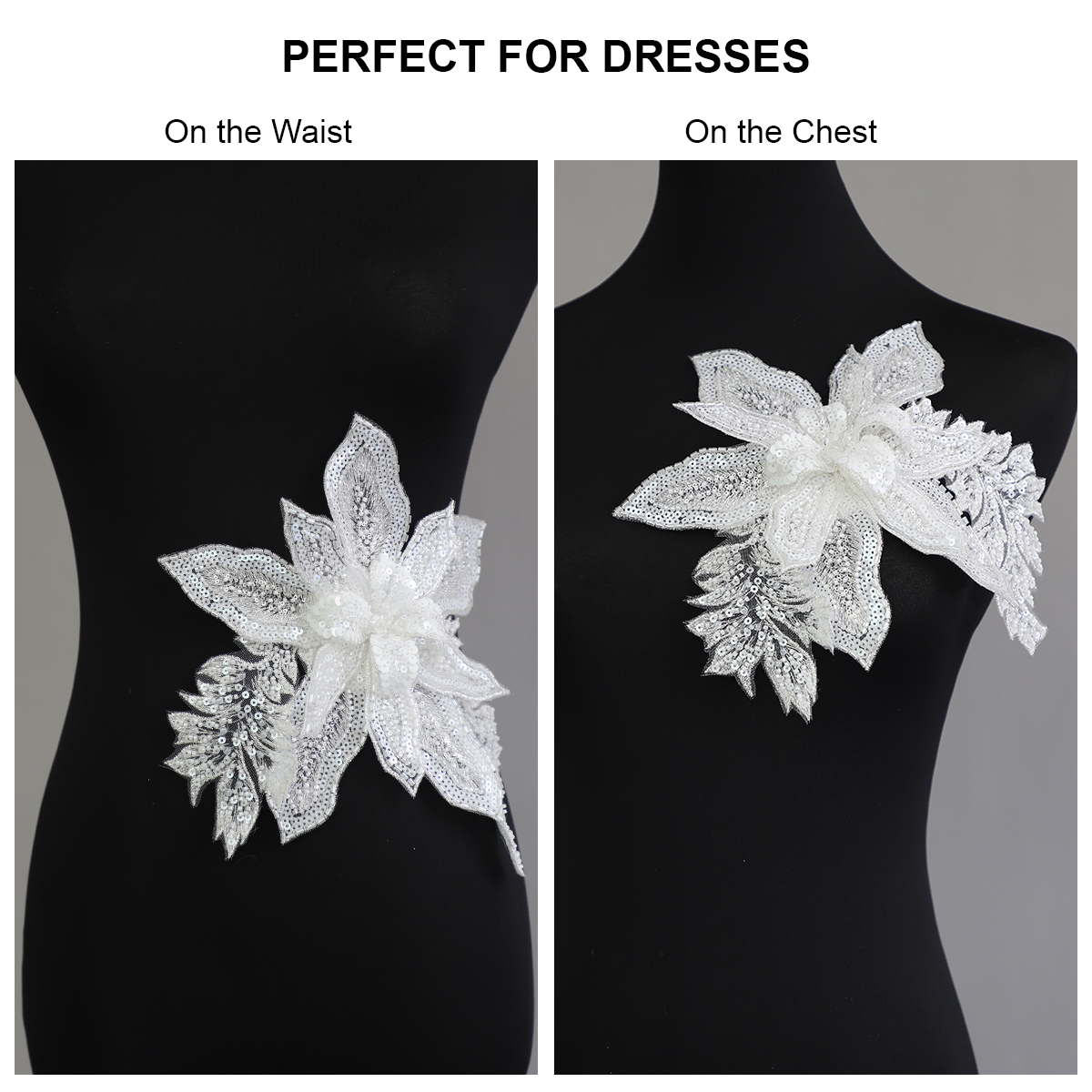 Yanzi Handmade 3d Flower Sequin Beads Applique (YZDH022）