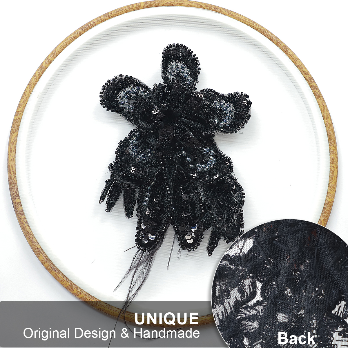 Yanzi Handmade 3d Flower Sequin Beads Applique for Dress Clothing Accessories (YZLQ013）