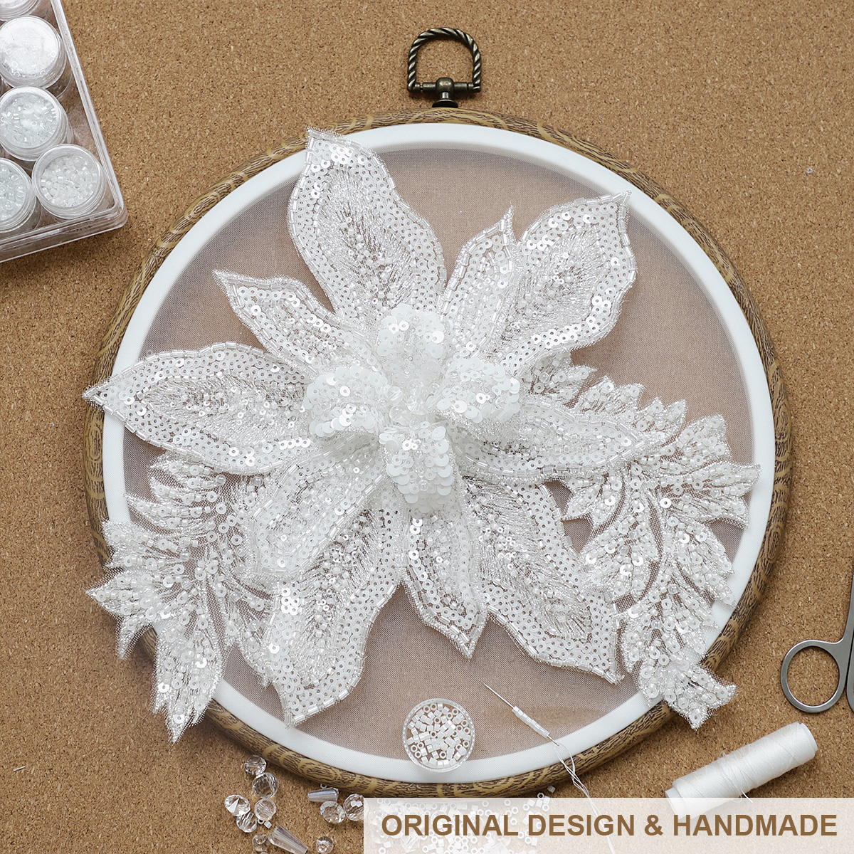 Yanzi Handmade 3d Flower Sequin Beads Applique (YZDH022）