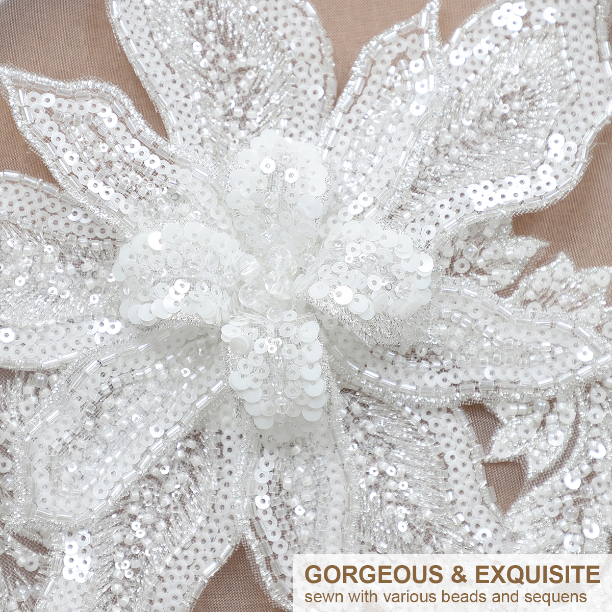 Yanzi Handmade 3d Flower Sequin Beads Applique (YZDH022）