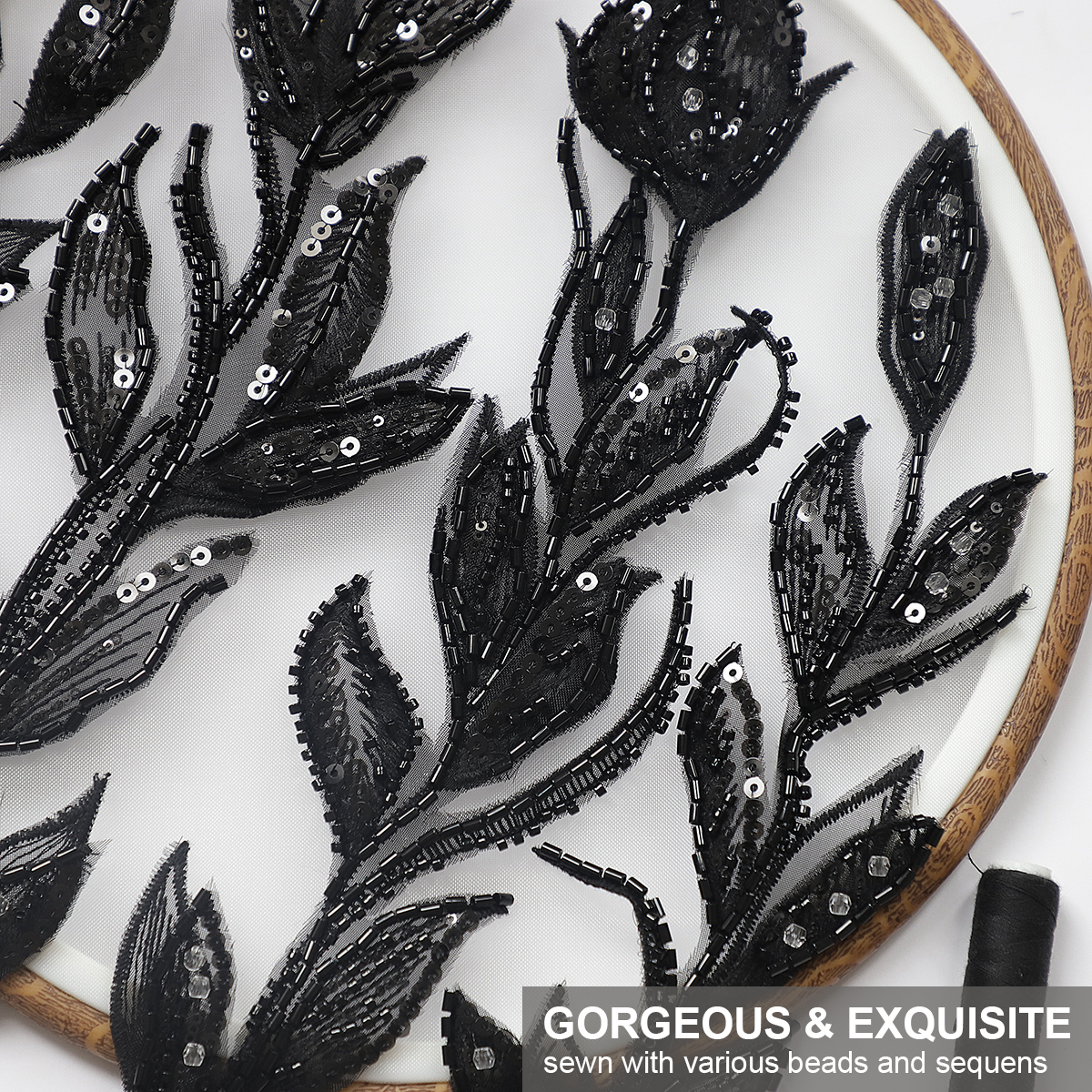 Yanzi Handmade 3d Flower Sequin Beads Applique(YZDH034)