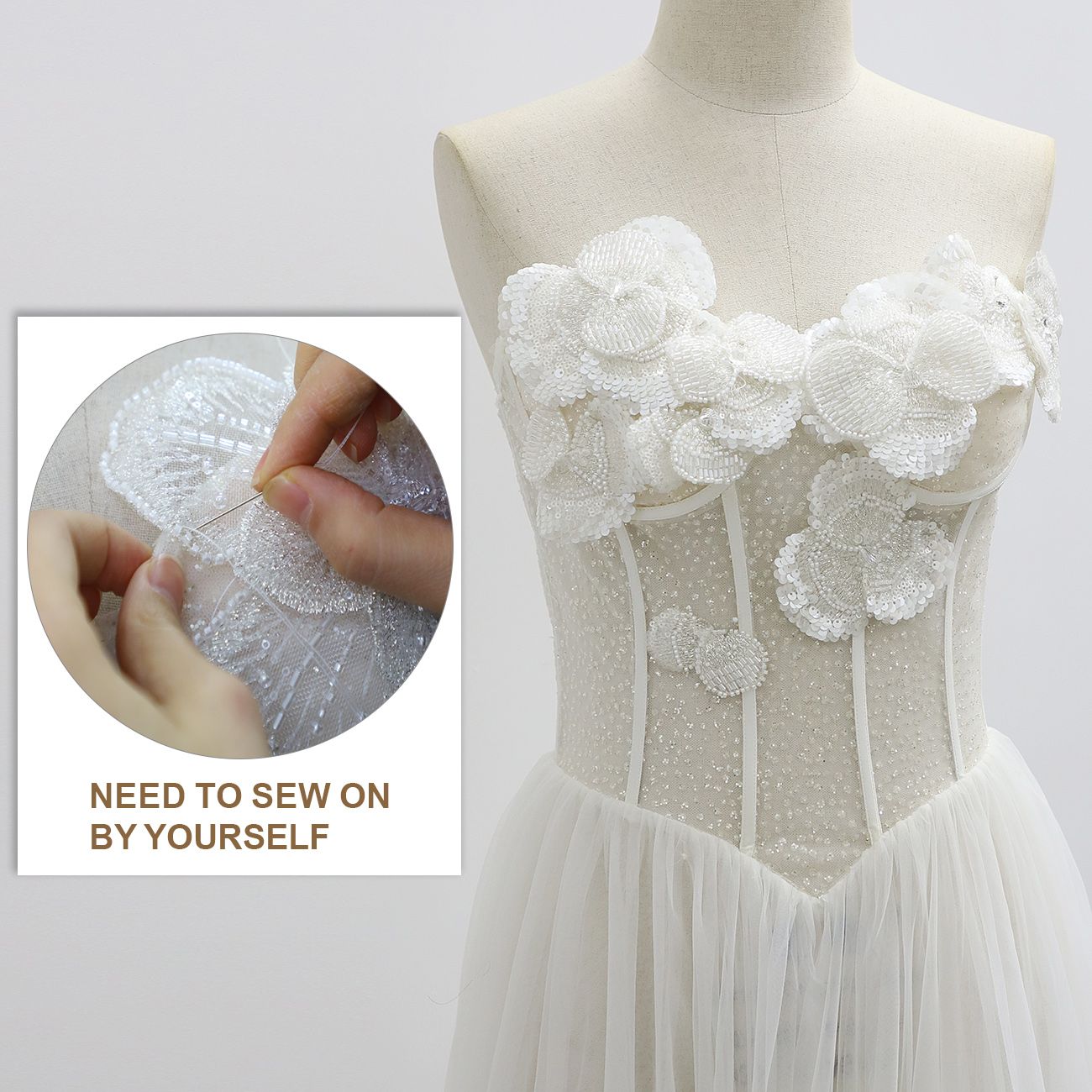 Yanzi Handmade 3d Flower Sequin Beads Applique(YZDH067)
