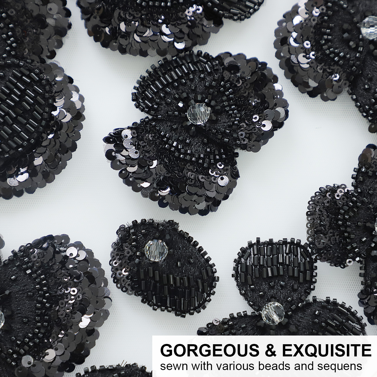 Yanzi Handmade 3d Flower Sequin Beads Applique(YZDH067)