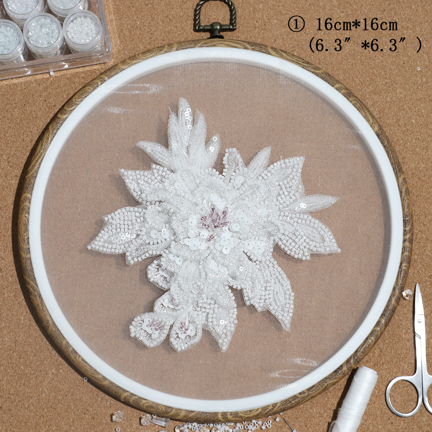 Yanzi Handmade 3d Flower Sequin Beads Applique(YZLQ009)
