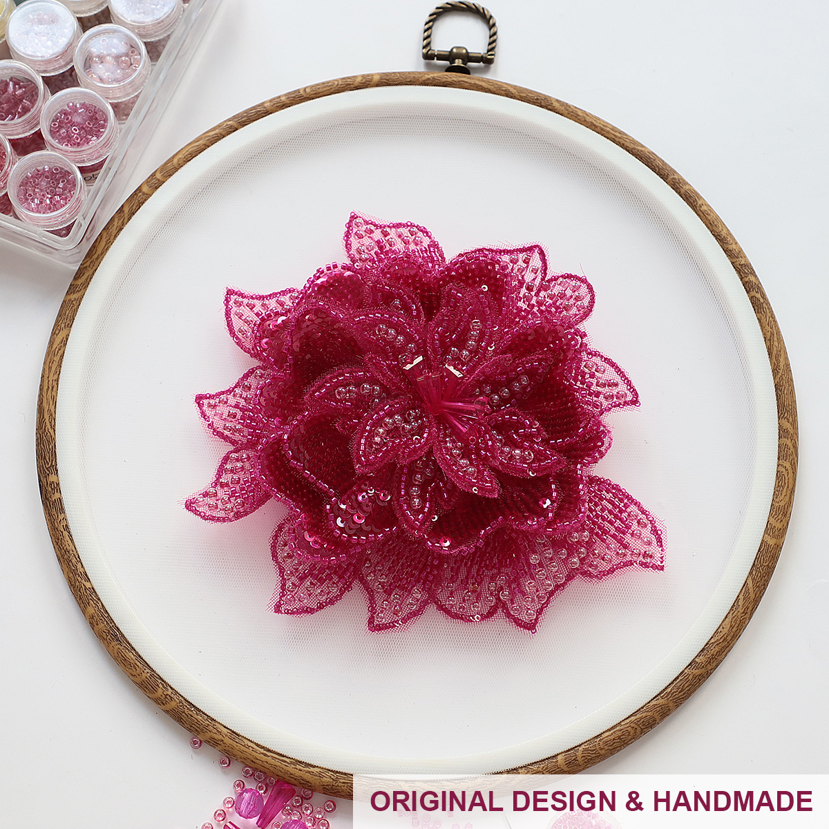 Yanzi Handmade 3d Flower Sequin Beads Applique(YZLQ018)