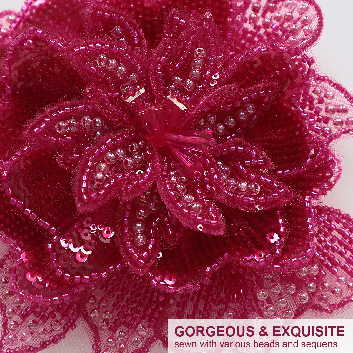 Yanzi Handmade 3d Flower Sequin Beads Applique(YZLQ018)