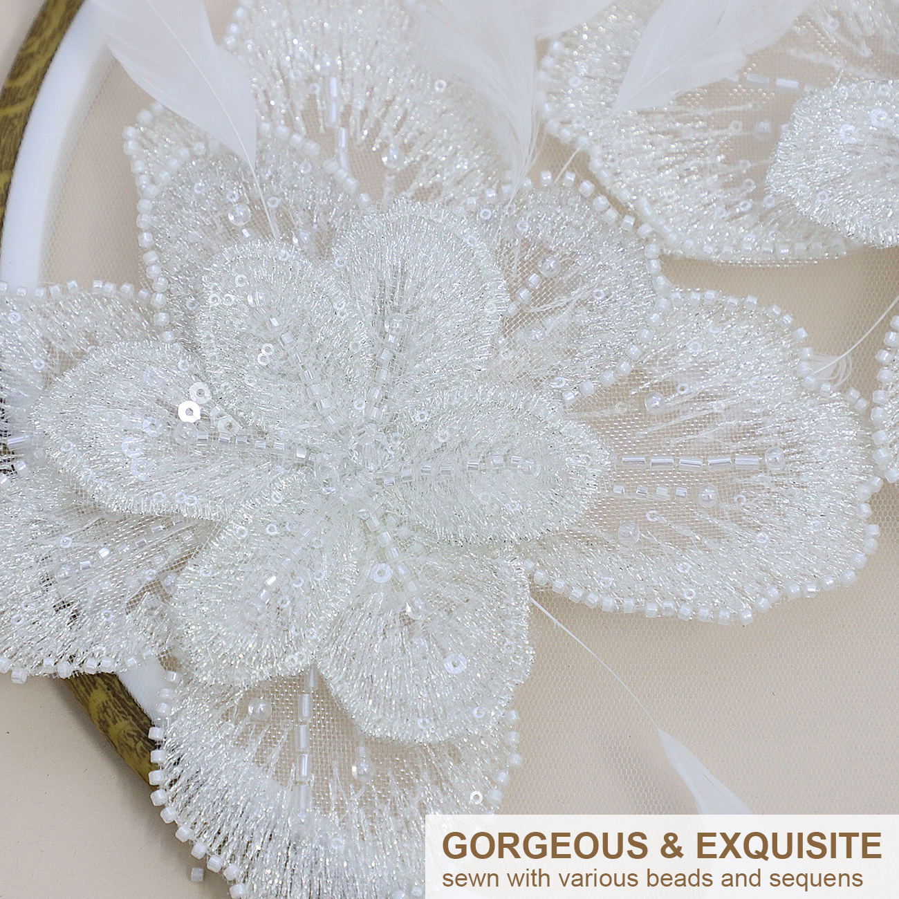 Yanzi Handmade 3d Flower Sequin Beads Applique(YZDH031)