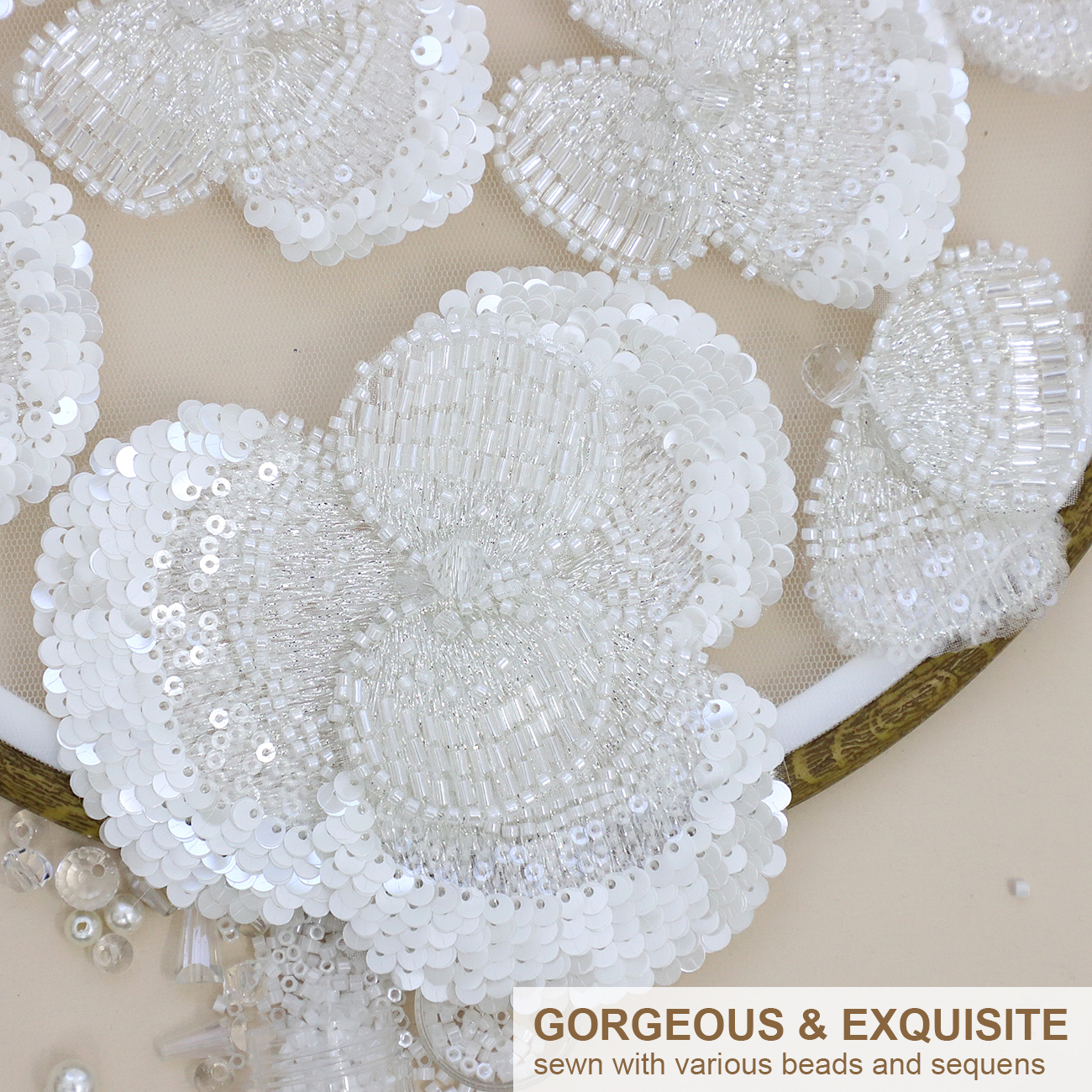 Yanzi Handmade 3d Flower Sequin Beads Applique(YZDH067)