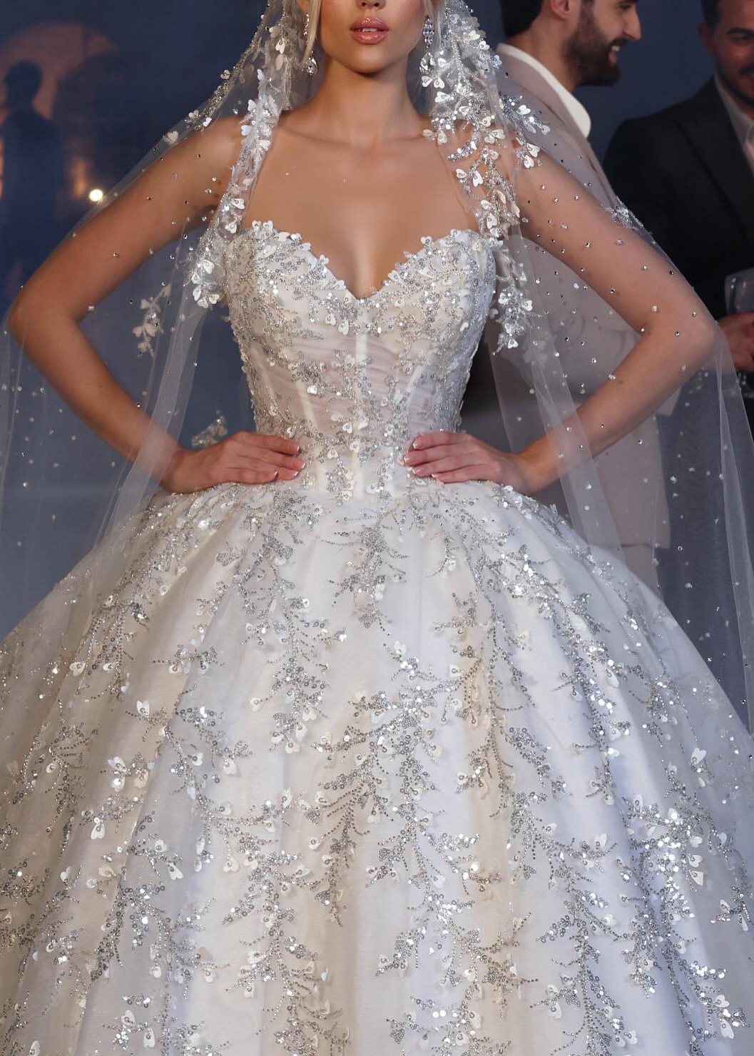 Yanzi floral Laser beaded sequin embroidered lace (YZZX030)